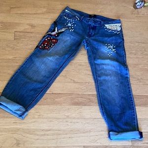 OOAK decorated Giuliano straight leg mid rise medium was size 8. Pearls …